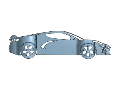 2021 C8 Corvette to 1963 Corvette illusion print 3D print model purchase