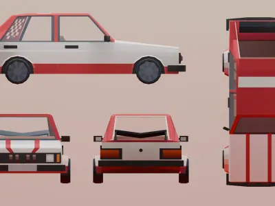 Low poly sport car model - 3D model Free low-poly 3D model