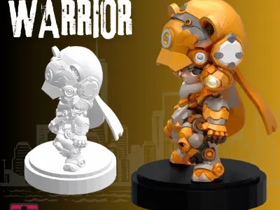 Chibi Panda Mecha Warrior STL File 3D print model