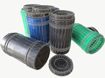 industrial plastic barrel Low-poly 3D model