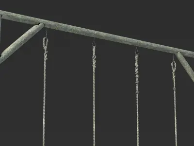 Old Training Crossbar with Ropes 3D model