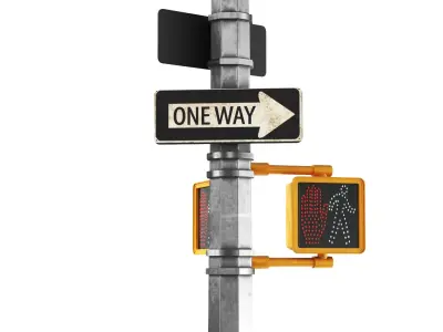 Detailed Street Light With Traffic Stop 3D model
