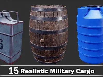 15 Realistic Military Cargo Game Ready VOL02 Low-poly 3D model