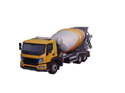 Low Poly Cement Mixer Truck Vehicle Low-poly 3D model