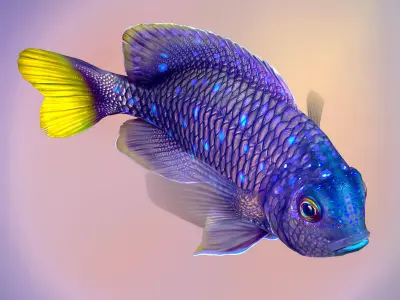 Fish Microspathodon Chrysurus Low-poly 3D model