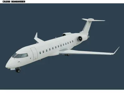 CRJ200 White Low-poly 3D model
