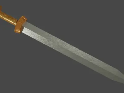 Spatha sword with Langsax handle Low-poly 3D model
