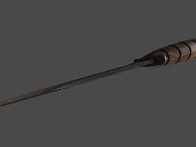 knife 9 with wooden handle Low-poly 3D model