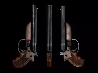 GAME READY DIABLO 12G SHOTGUN PISTOL PBR RIGGED Low-poly 3D model