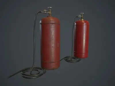 50 Liter Gas Cylinder With Hose PBR Game Ready Low-poly 3D model