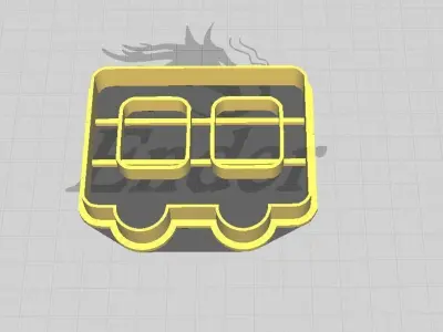 Christmas Train with Wagons Cookie-Fondant Cutter with Embosser 3D print model