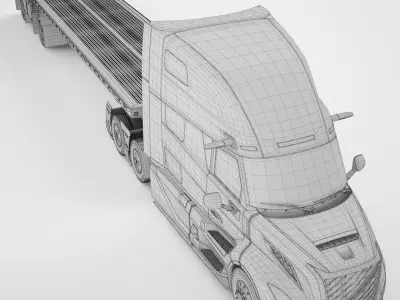 Semi Truck Generic Flat Trailer 01 3D model