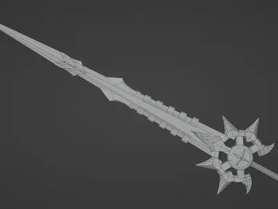 fantasy golden sword Free low-poly 3D model