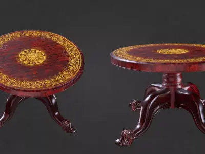 ENGLISH VICTORIAN PERIOD WALNUT AND MARQUETRY BREAKFAST TABLE Low-poly 3D model