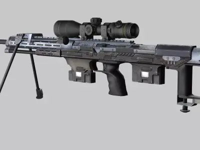 Sniper Denel 3NTW-20 Low-Poly 3D Model Low-poly 3D model