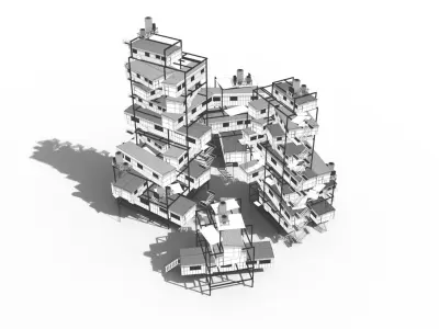Sci Fi building pack - Building Stack - DMP asset pack - 3D model