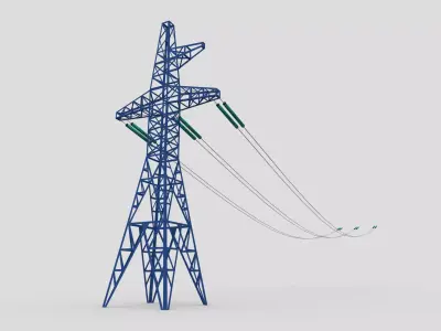 High Voltage Transmission Line Tower Tileable Low-poly 3D model