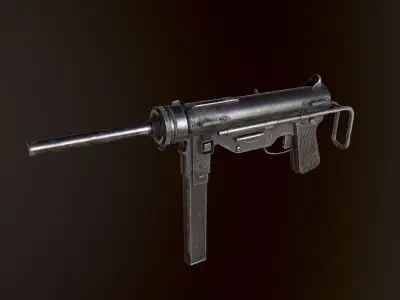 M3 WW2 US submachine gun Low-poly 3D model