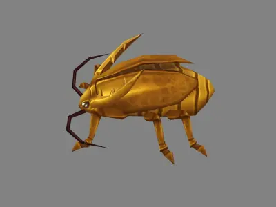 Cartoon golden beetle  Low-poly 3D model