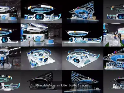 3D model of open exhibition booth 3D Model Pack