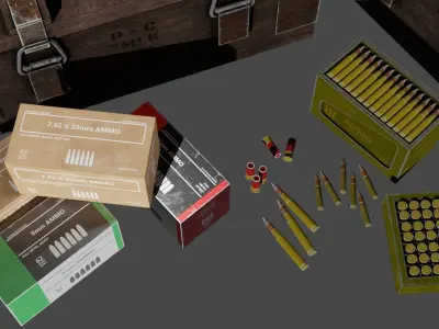 Ammo Box Set - Low Poly - Game Ready Low-poly 3D model