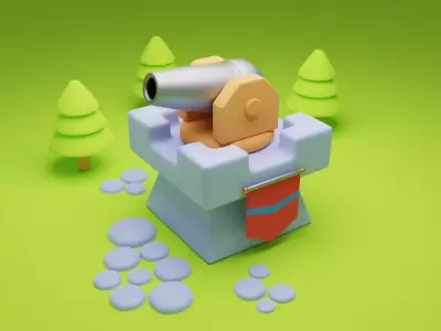 Stylized Cannon  Free low-poly 3D model