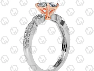 Ring 146 Oval shape twisted shank pave set ring 3D print model