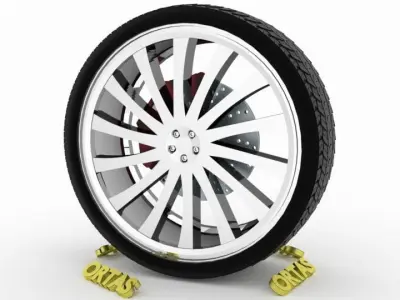 ORTAS CAR WHEEL RIM 125 GAME READY WHEEL RIM TIRE 3D model