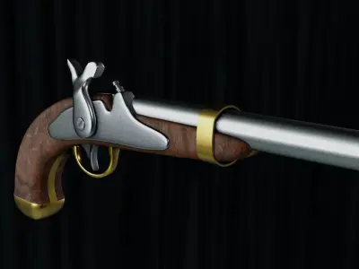 Old pistol Low-poly 3D model