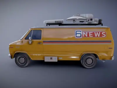 80s News van Low-poly 3D model