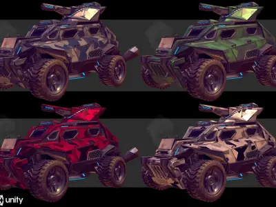 Sci-Fi Armored Military Vehicle Pack PBR Low-poly 3D model