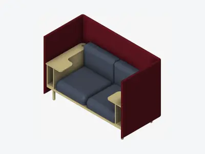 Sofa - Contemporary - Flame Work Shelf - Leftand Right Low-poly 3D model