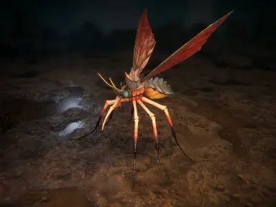 Mosquitos pack Low-poly 3D model