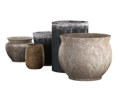 set of garden pots 66 3D model