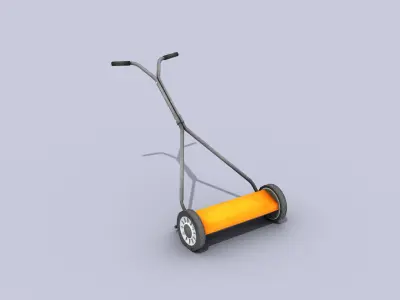 Push Reel Lawn Mower Low-poly 3D model