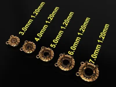 Dainty Round Halo Pendant Mix Sizes 4mm 5mm 6mm 7mm 3D print model