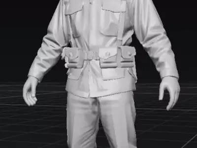 WWII Soldier 3D Model Full Body OBJ STL GLB 3D model