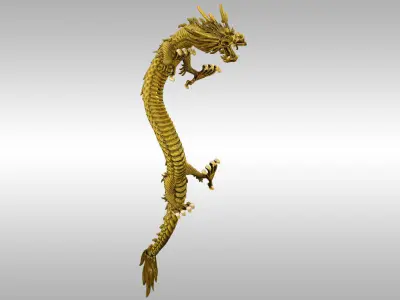 Chinese Gold Dragon Low-poly 3D model purchase