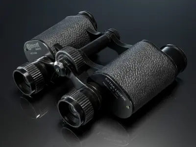 Binocular and Bag Low-poly 3D model