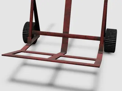 Red Rusted Hand Truck Low-poly 3D model