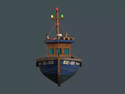 Wooden Ship - PBR Low-poly Game Ready Low-poly 3D model