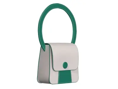 White Green Combo Leather Flap Bag 3D model