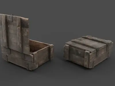 Wooden Crate Low-poly 3D model 11
