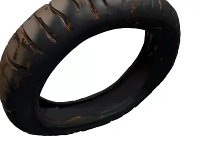 Dirty Motorcycle Tire Low-poly 3D model