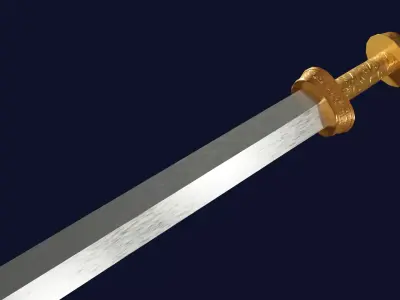 Spatha sword with Langsax handle Low-poly 3D model