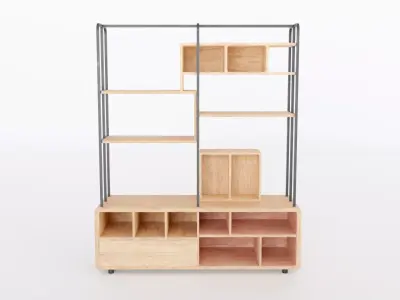 Furniture Modern Shelf 4 Low-poly 3D model
