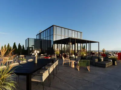 3D Rooftop Design Model  Modern Green Luxury Commercial Rooftop 3D model