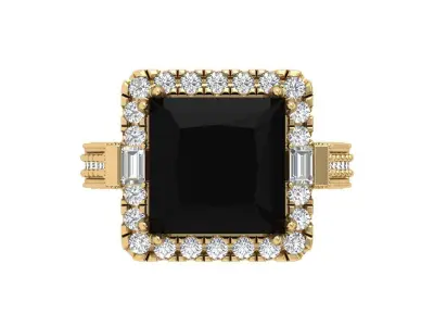 Princess Art Deco Ring 3D print model 17