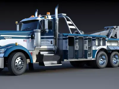Kenworth W900 Wrecker truck Low-poly 3D model