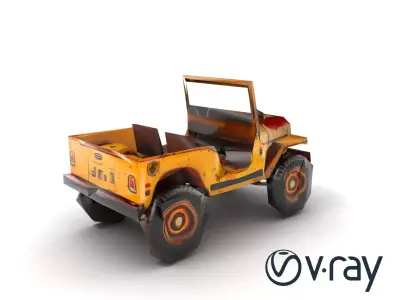 Retro Off-Road Jeep with Rugged Frame model pack Low-poly 3D model